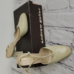 Vintage Andrew Gellar Kirkland Strappy Heel 6.5 Bone In Box As Is
